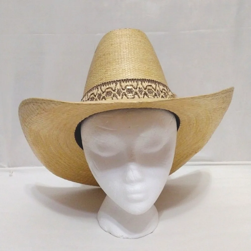 WARDS Western Boho Straw Hat Unisex Size 7.25 Cowgirl Cowboy Festival Chic